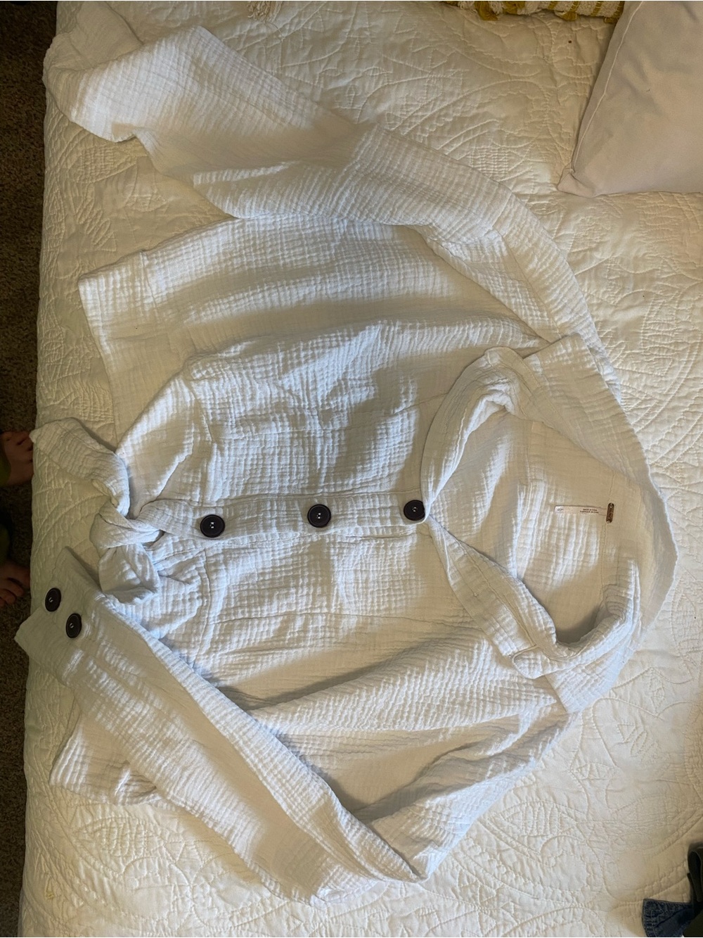 Free People Cream Lightweight Shirt